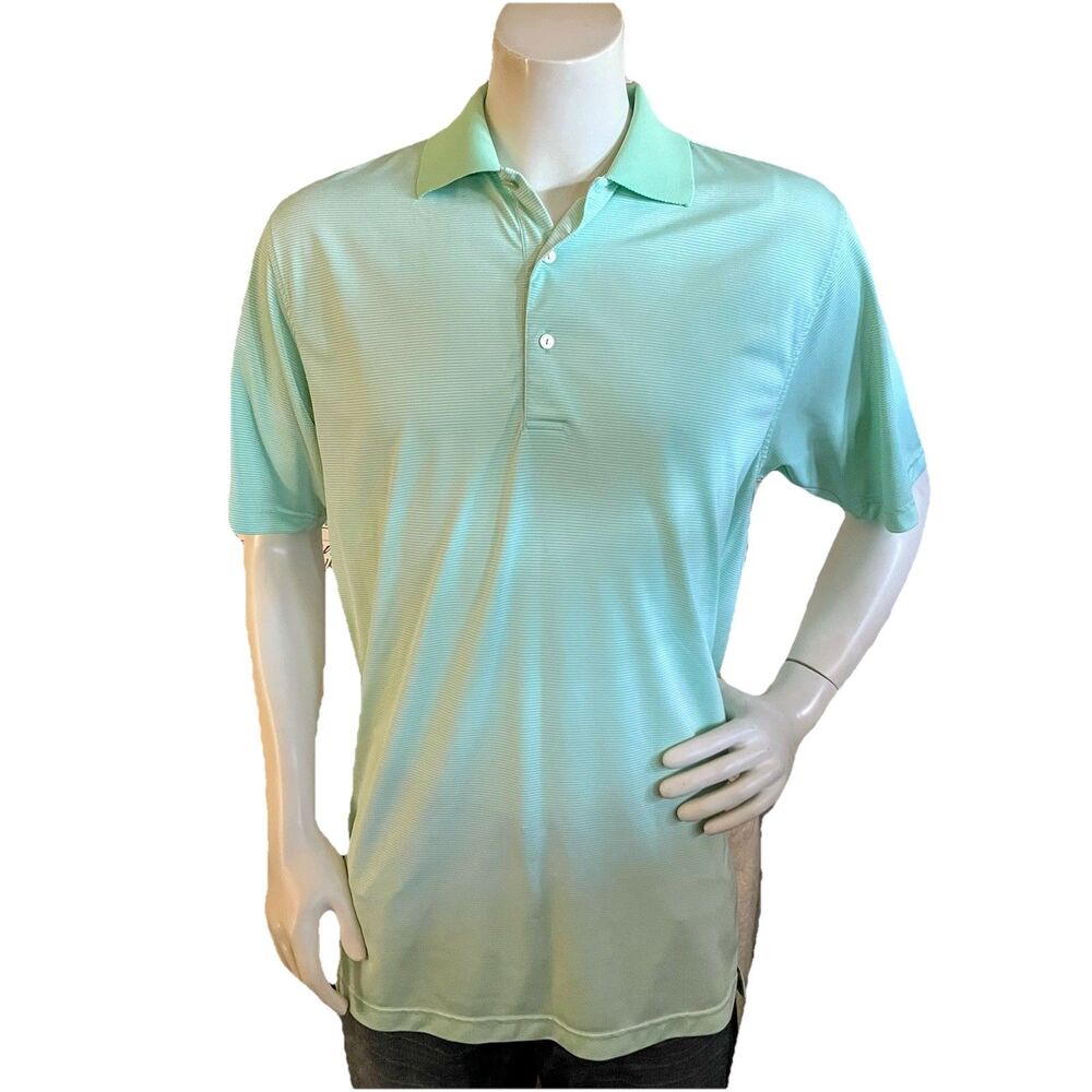 Peter Millar Summer Comfort Polo Mens Large Green Performance Golf Shirt